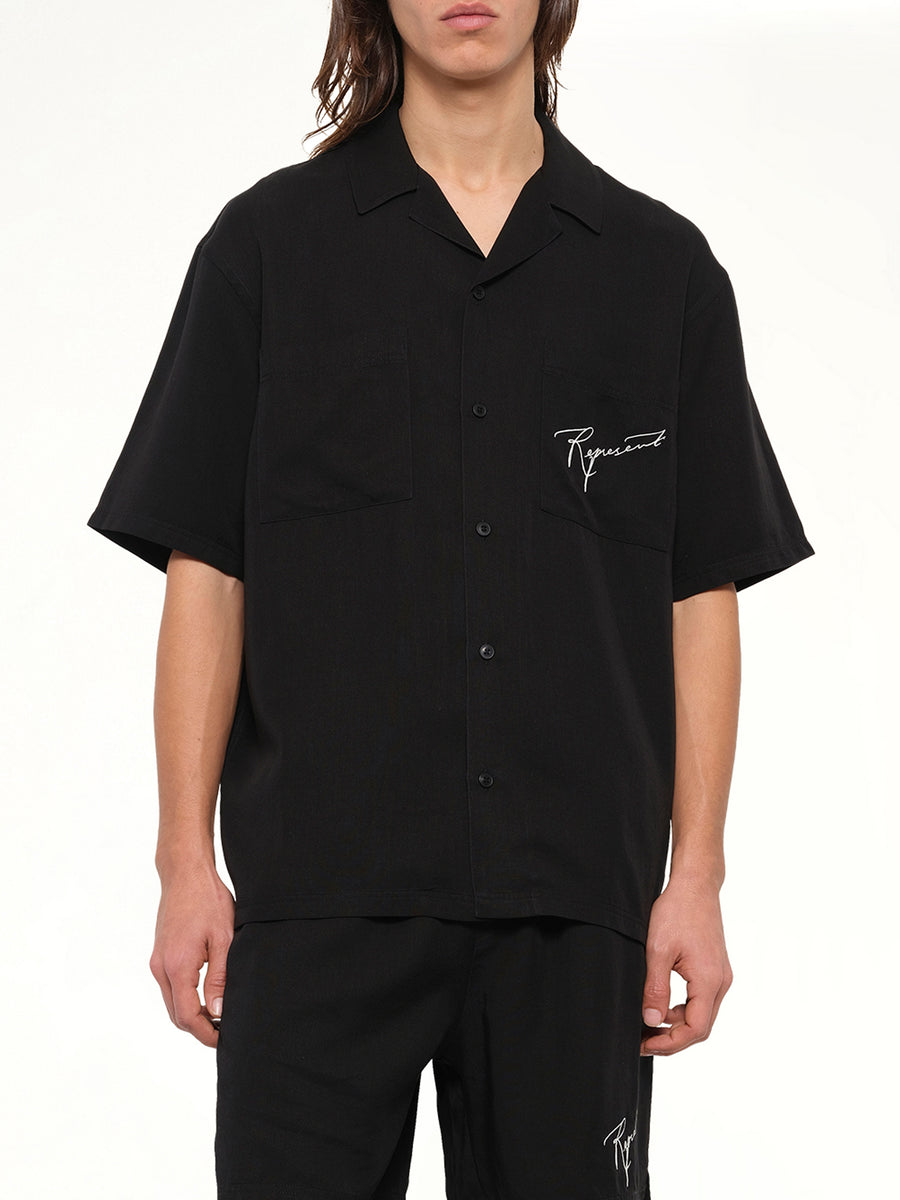 Love And Kisses Resort Shirt in Jet Black