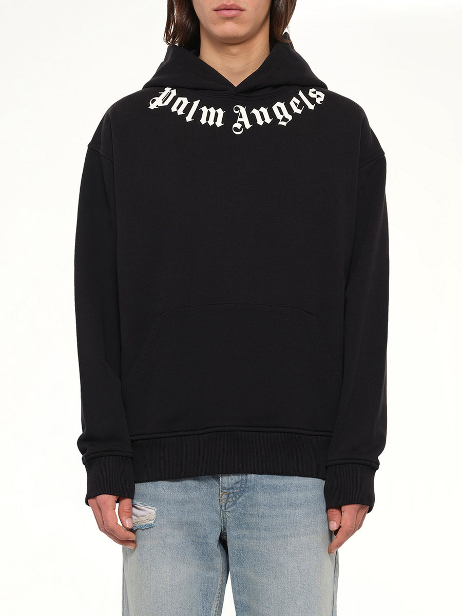 Neck Logo Regular Hoodie in Black/Off White