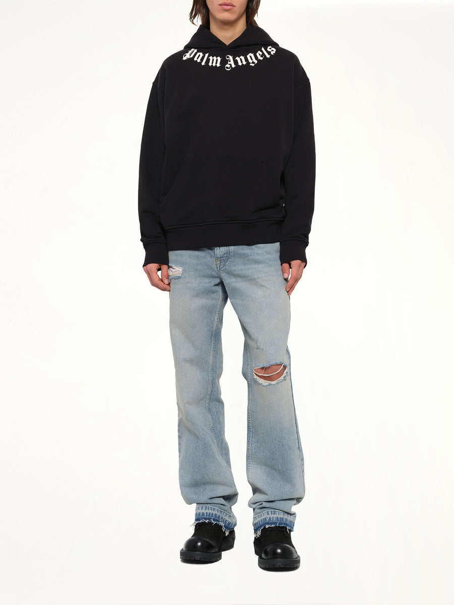 Neck Logo Regular Hoodie in Black/Off White