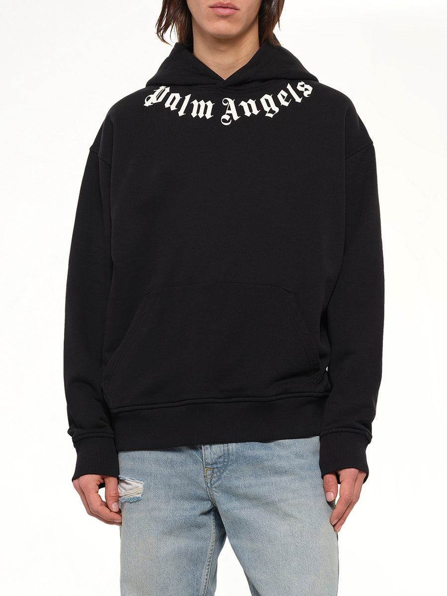 Neck Logo Regular Hoodie in Black/Off White