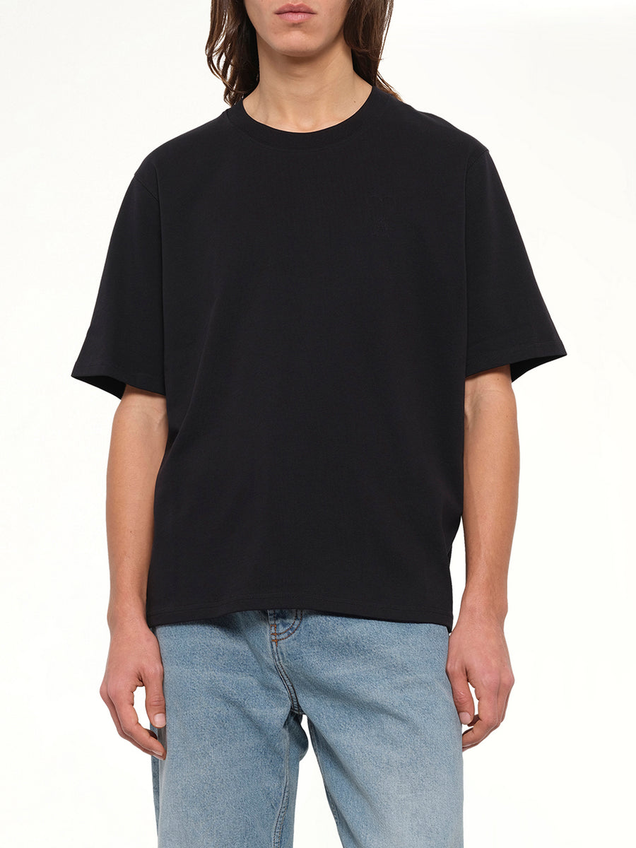 Tonal Embossed Big Ami De Coeur T-Shirt in Black