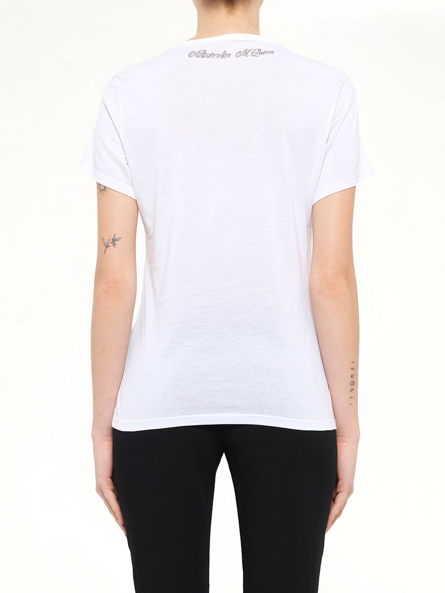 Alexander McQueen Pom Skull T-Shirt in White
