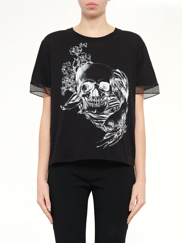 Alexander McQueen Fish Skull Tee in Black/White