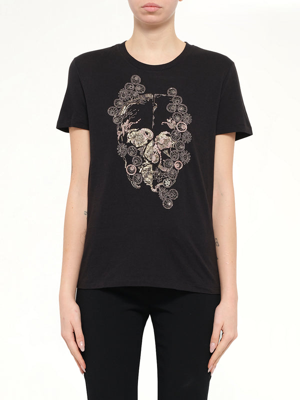 Alexander McQueen Jewelled Skull Tees in Black
