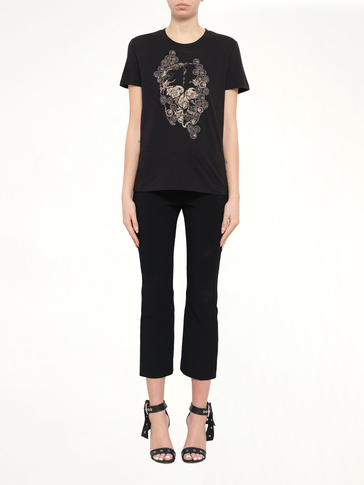 Alexander McQueen Jewelled Skull Tees in Black
