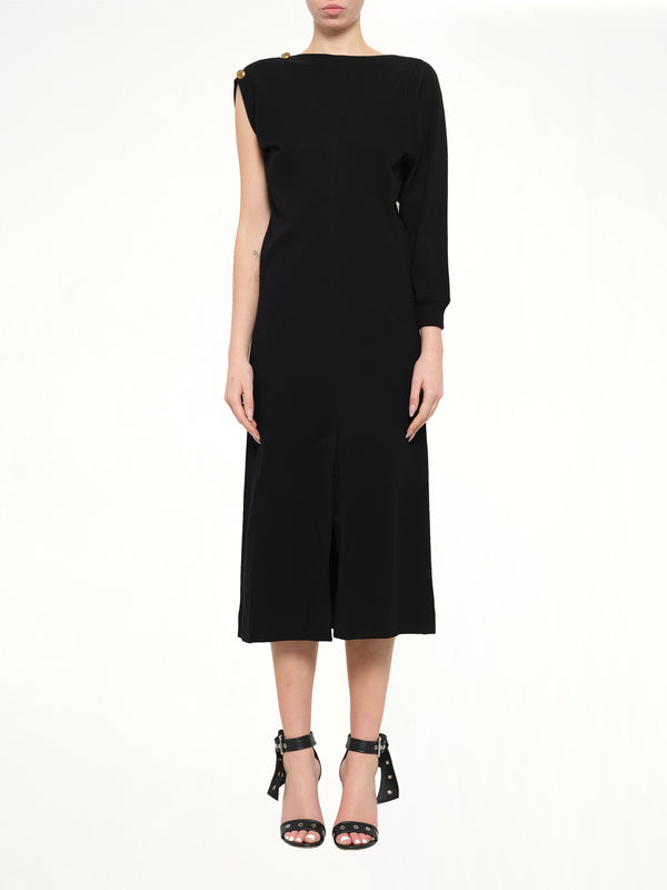 Asymmetrical Shoulder Dress in Black