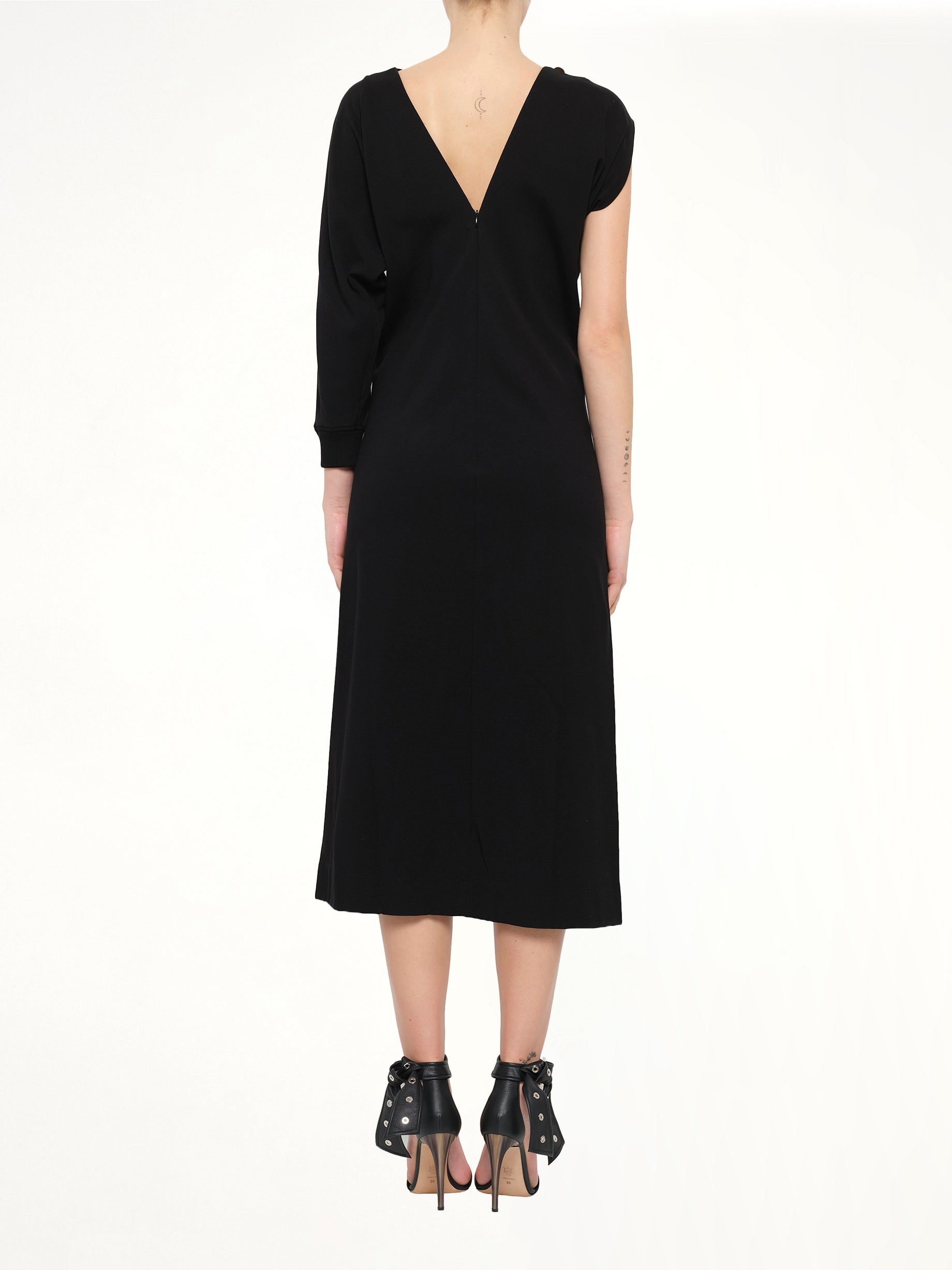 Asymmetrical Shoulder Dress in Black