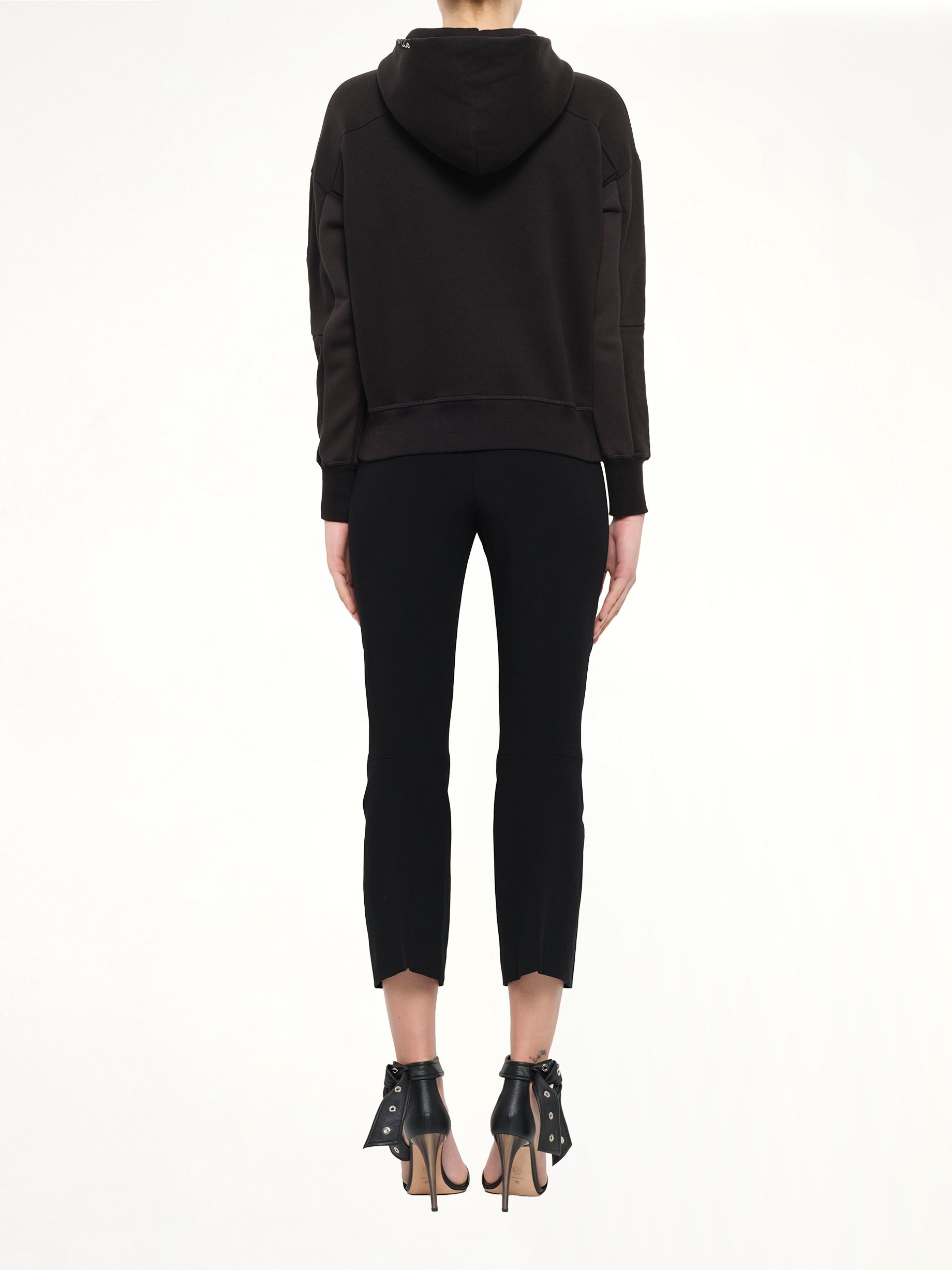 Bird Embroidered Hoodie in Black