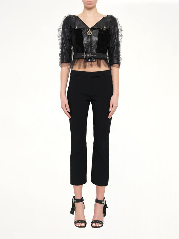 Leather Jacket with Tulle