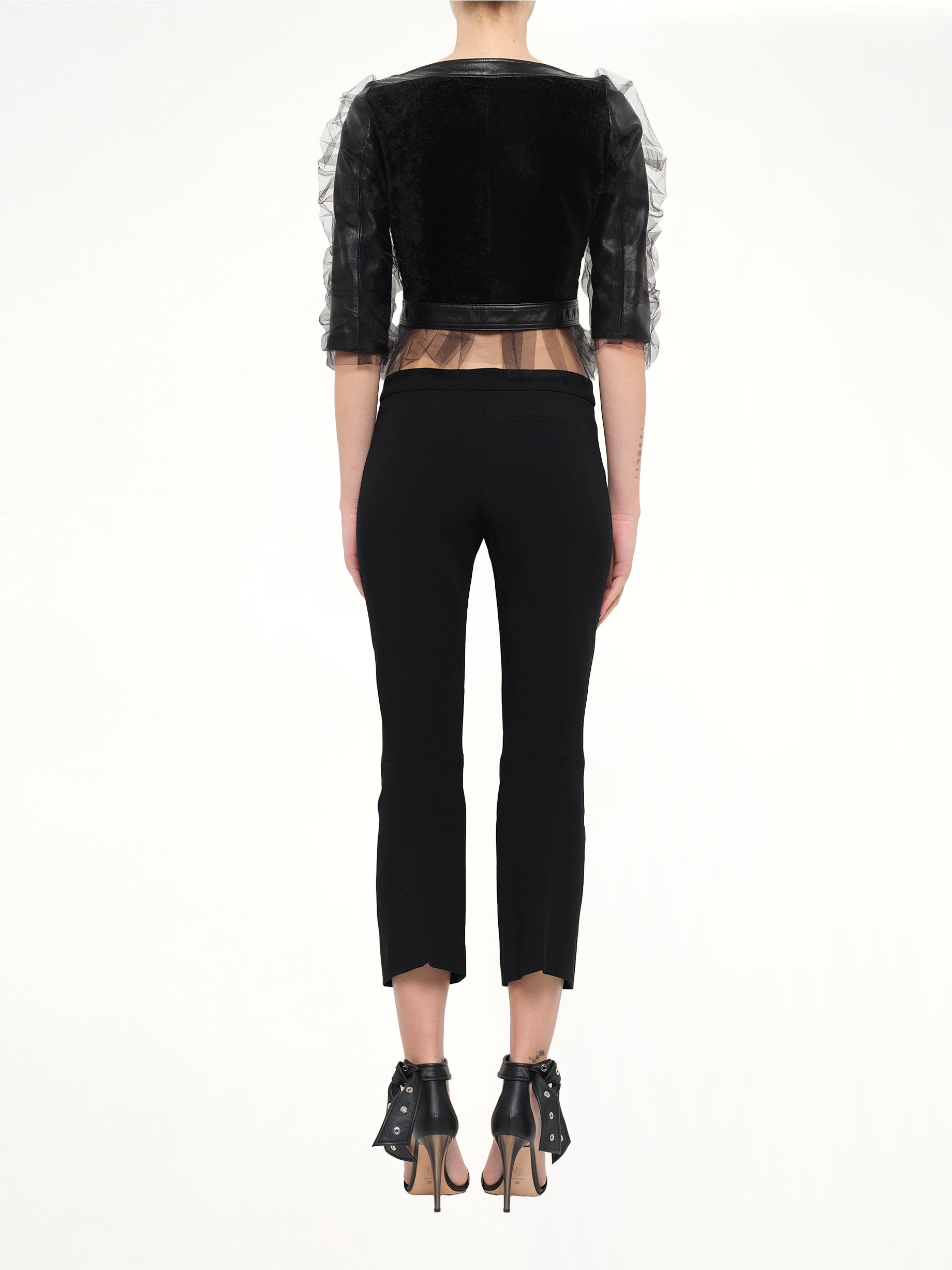 Leather Jacket with Tulle