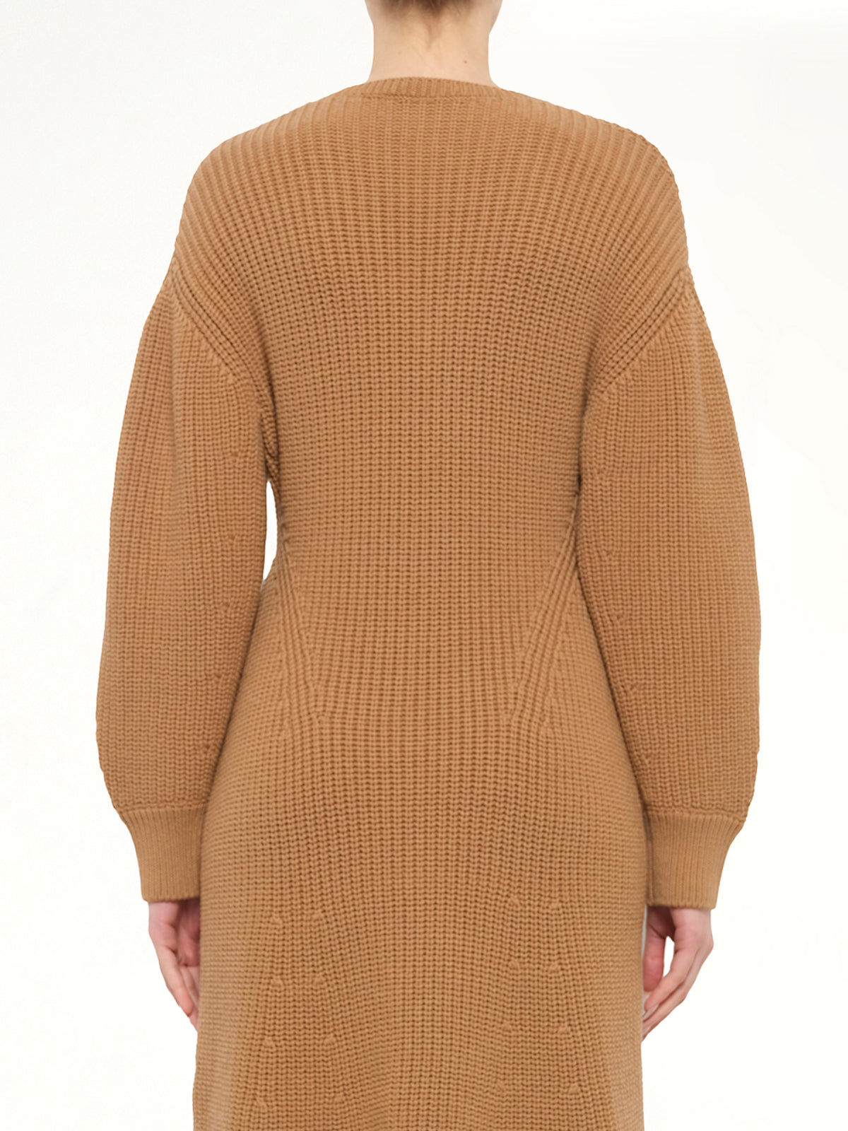 Midi Structured Rib Dress in Beige
