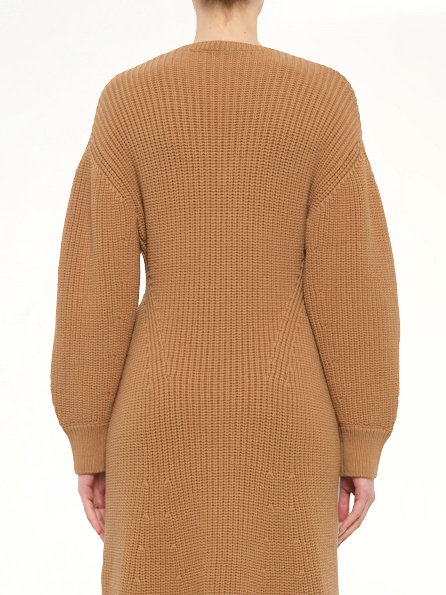 Midi Structured Rib Dress in Beige