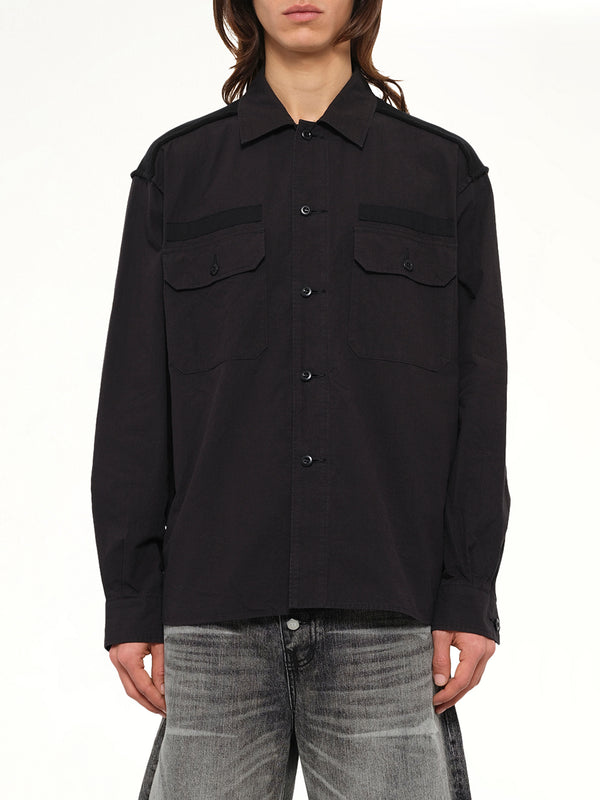 Cotton Rib Shirt in Black