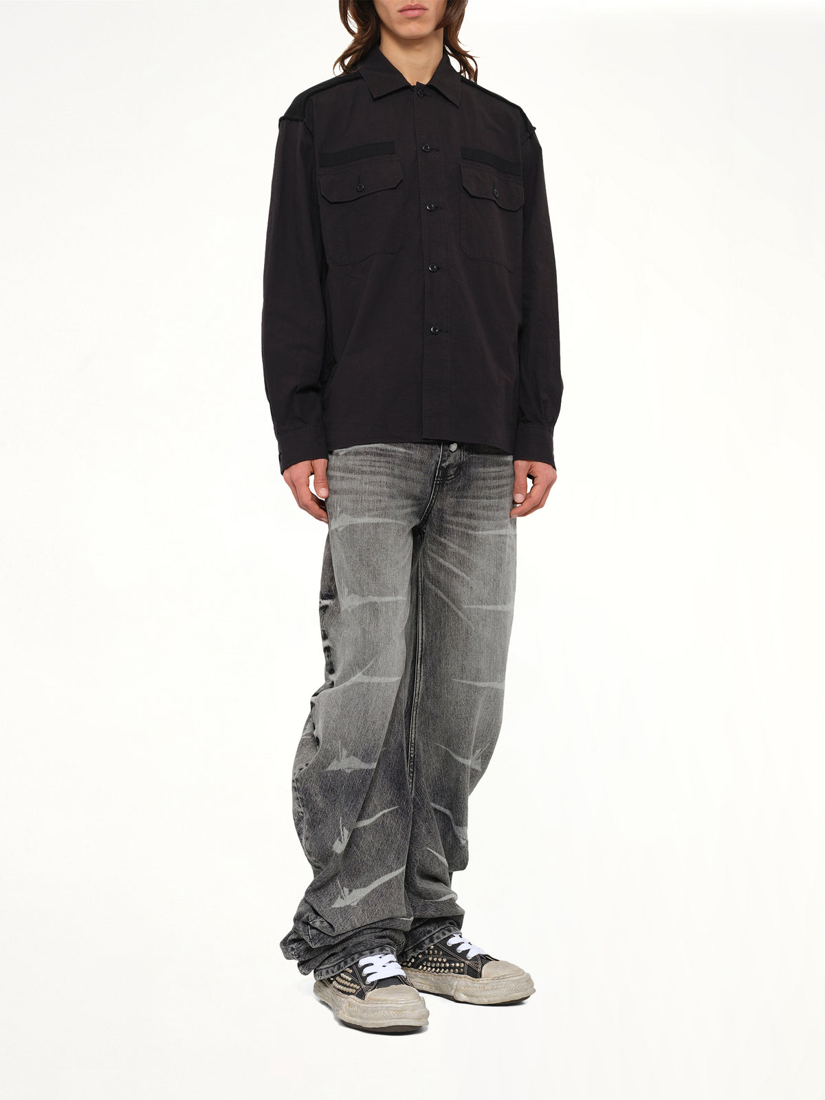 Cotton Rib Shirt in Black