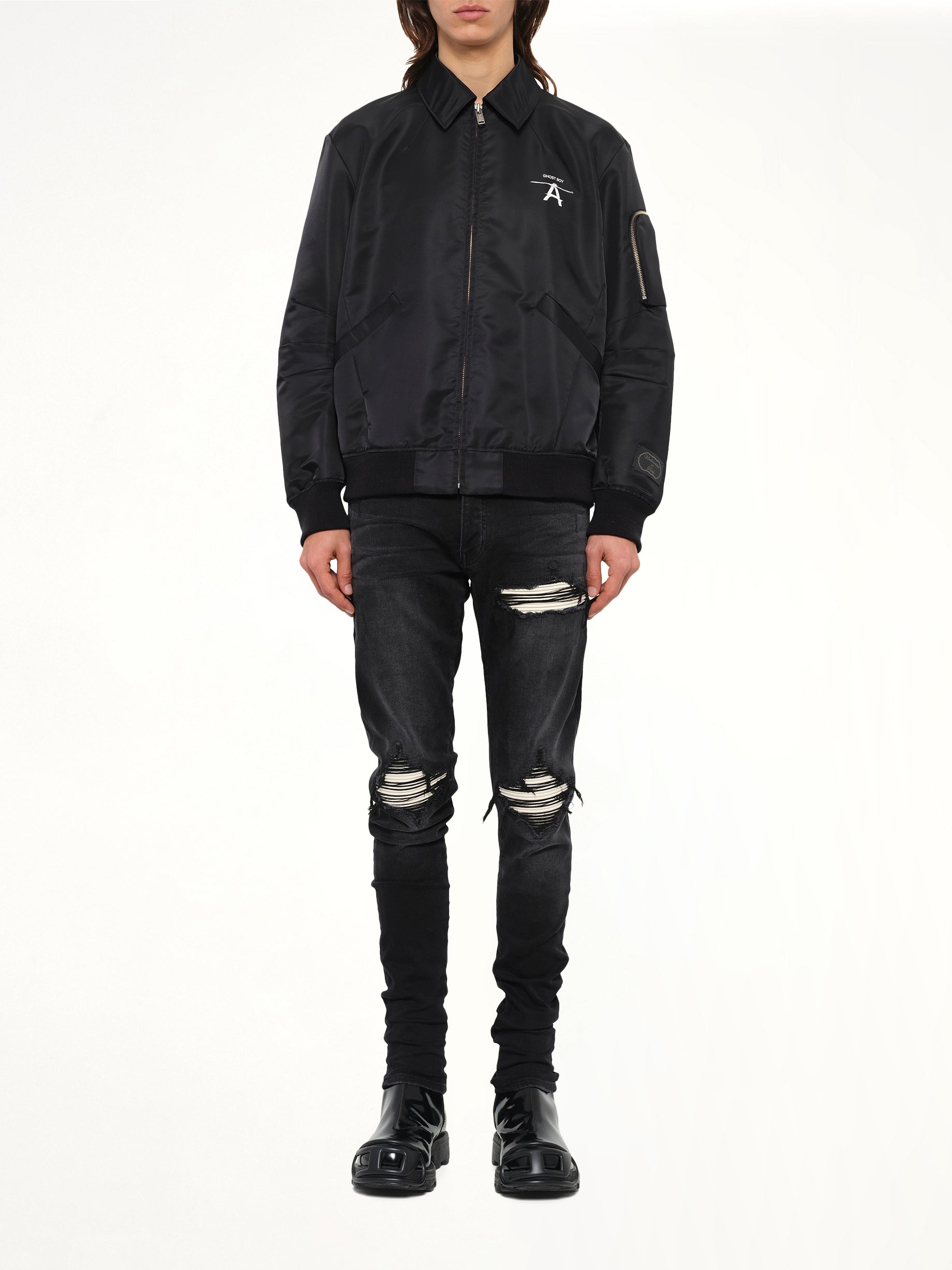 Ghost Boy Bomber Jacket in Black