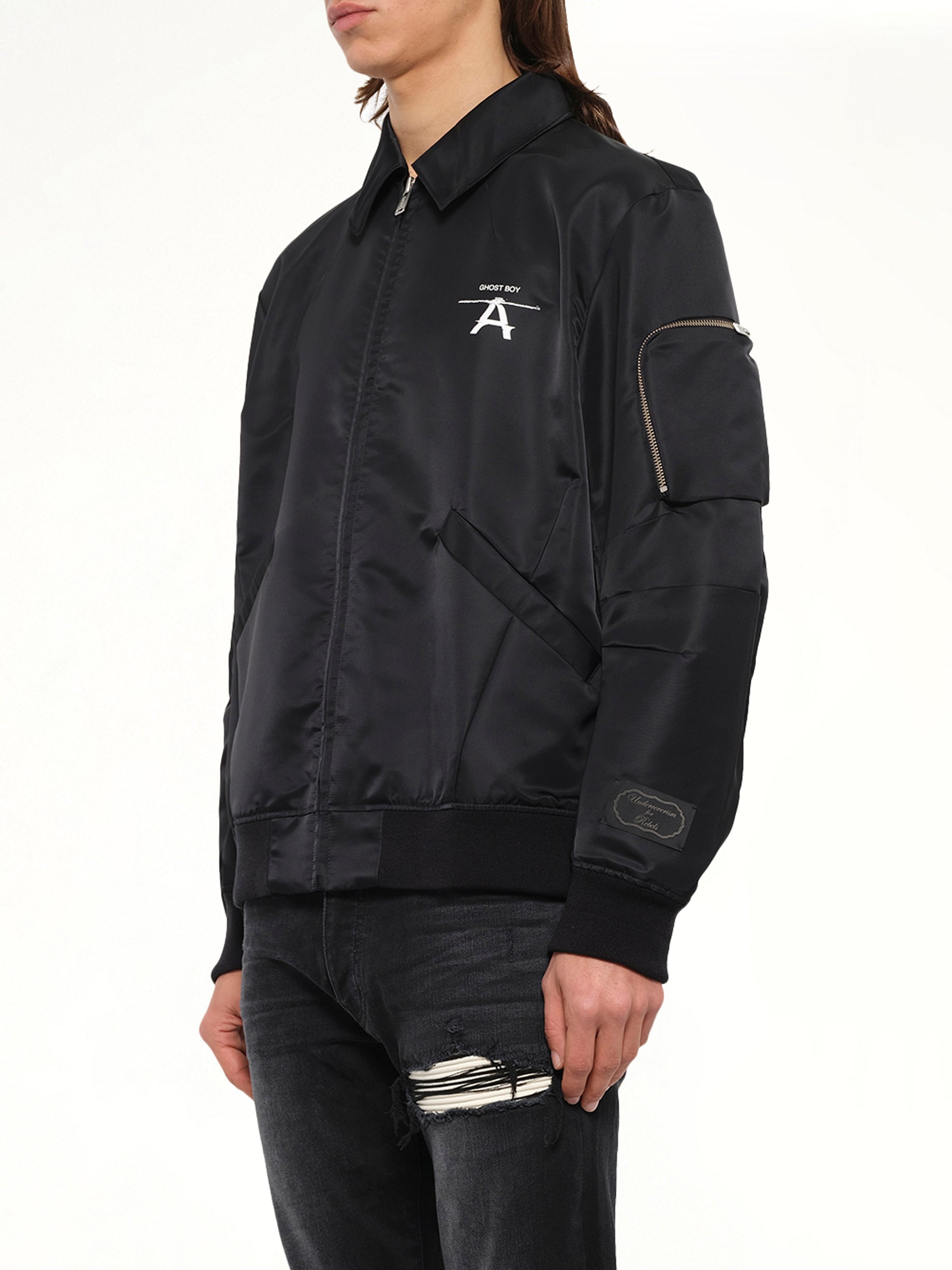 Ghost Boy Bomber Jacket in Black
