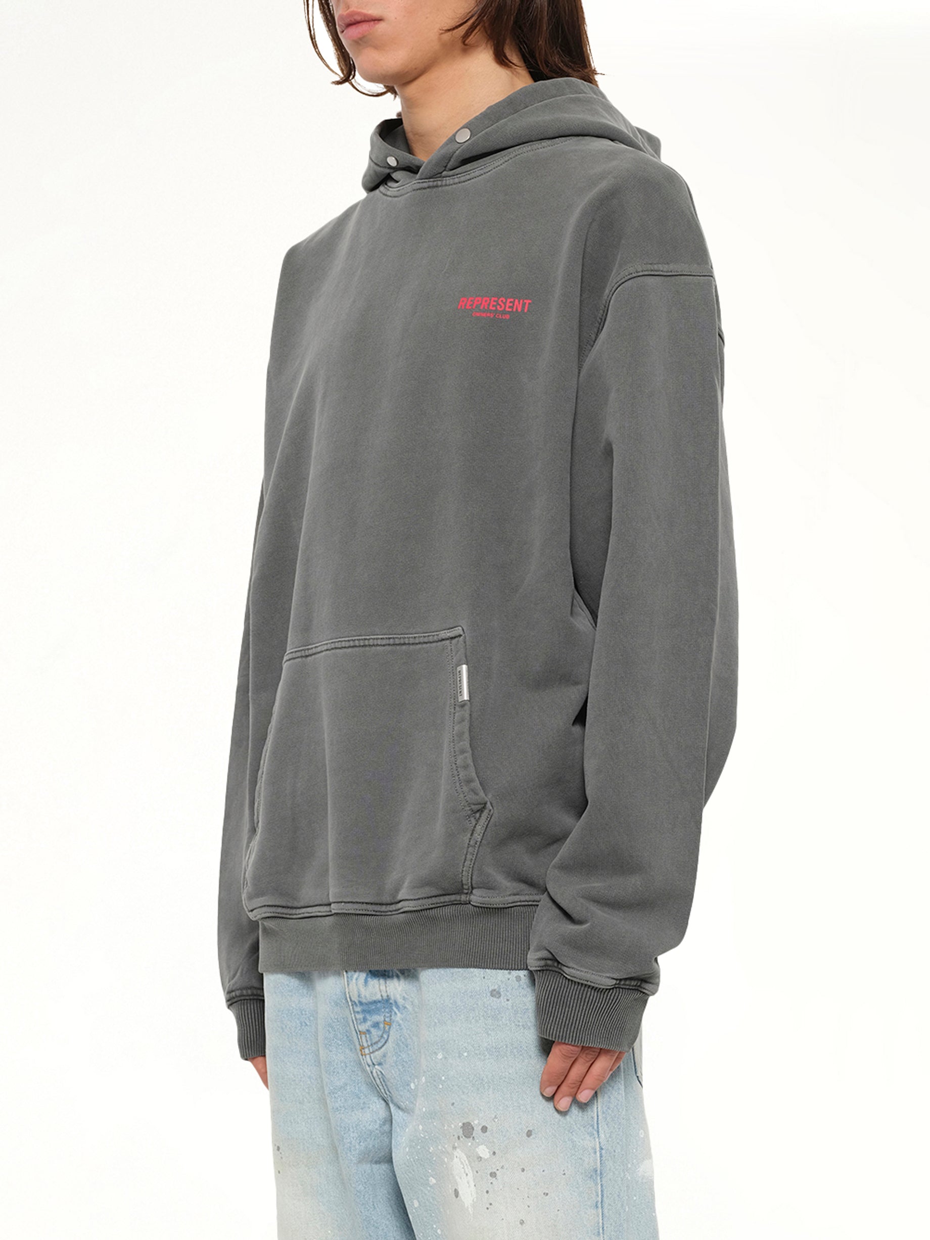 Represent Owners Club Hoodie in Washed Black