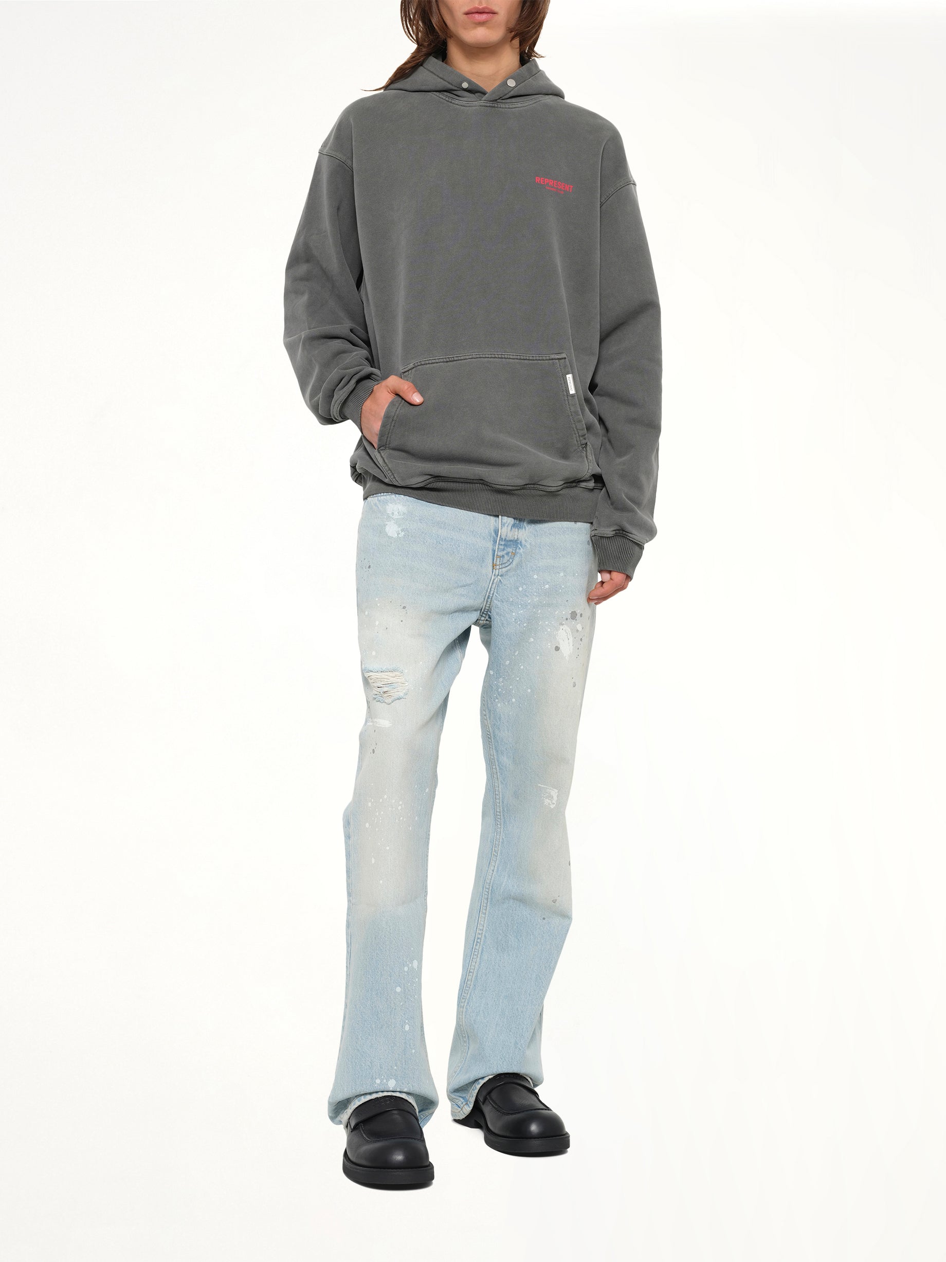 Represent Owners Club Hoodie in Washed Black