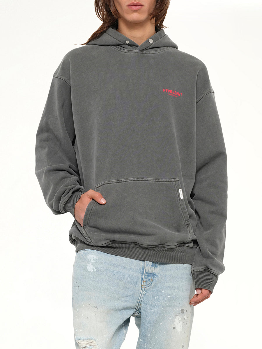 Represent Owners Club Hoodie in Washed Black