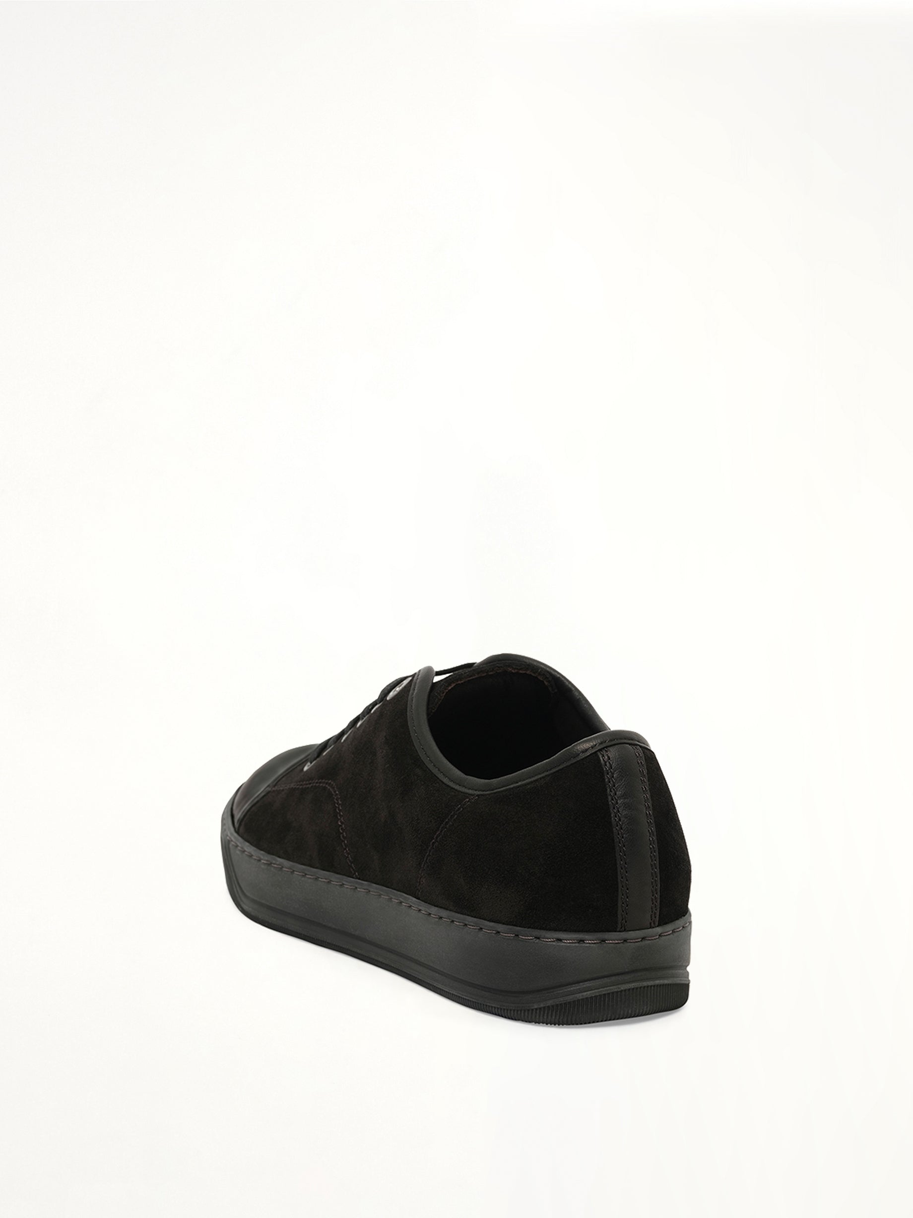 Suede Patent Sneaker in Black