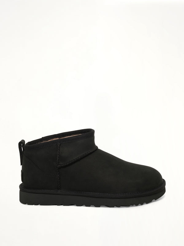 Classic Ultra Mini Nubuck Boots in Black
