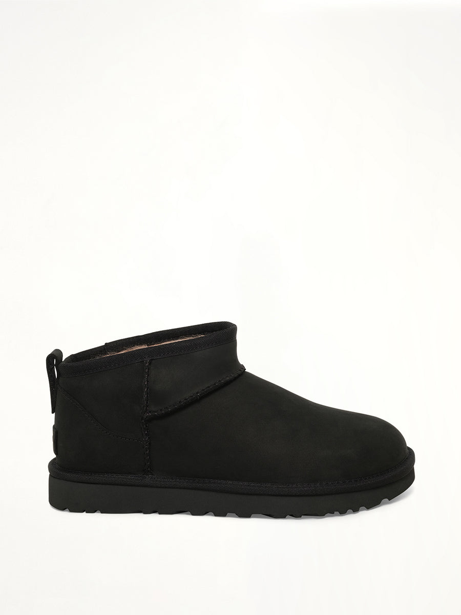 Classic Ultra Mini Nubuck Boots in Black