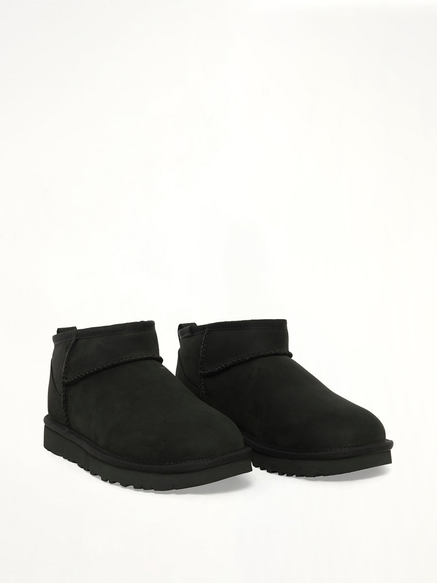 Classic Ultra Mini Nubuck Boots in Black