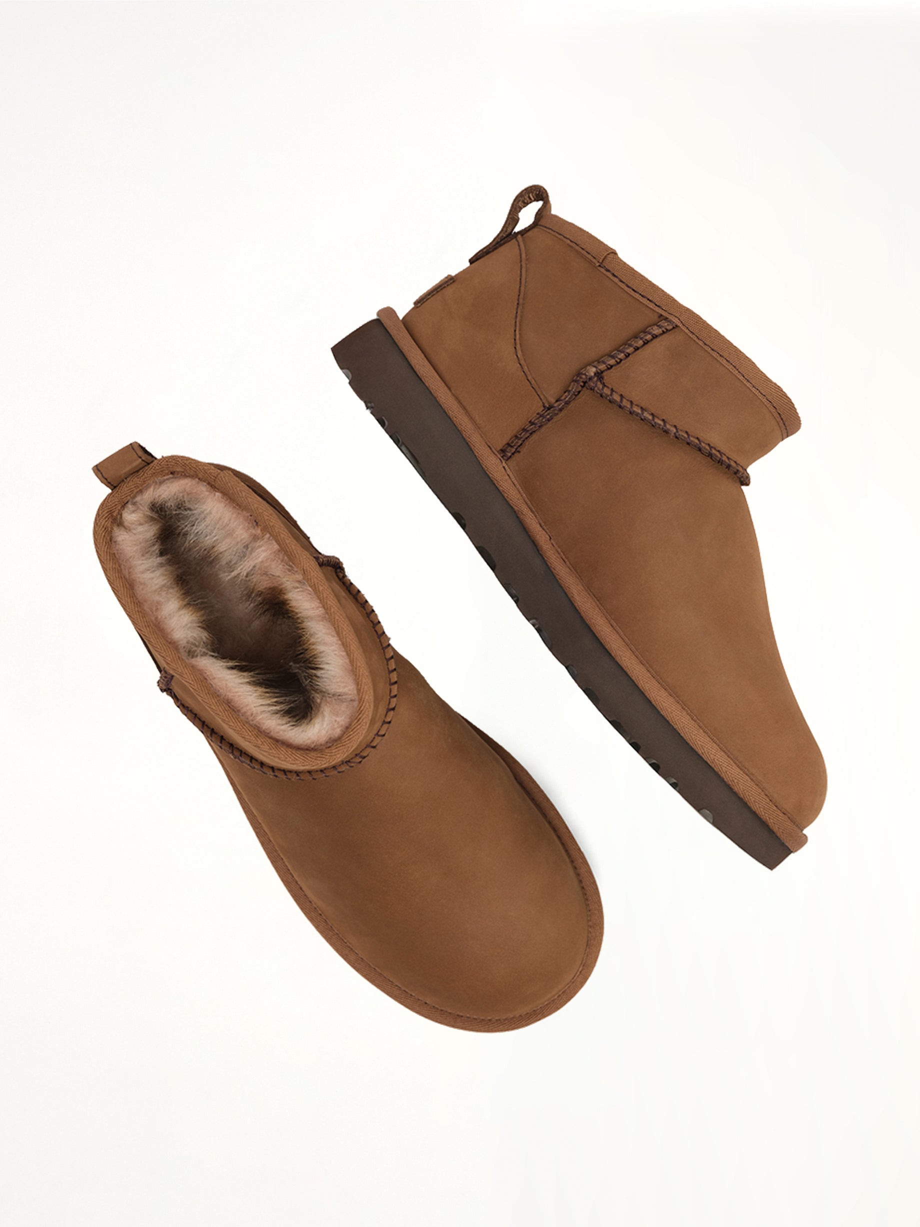 Classic Ultra Mini Nubuck Boots in Dark Chestnut