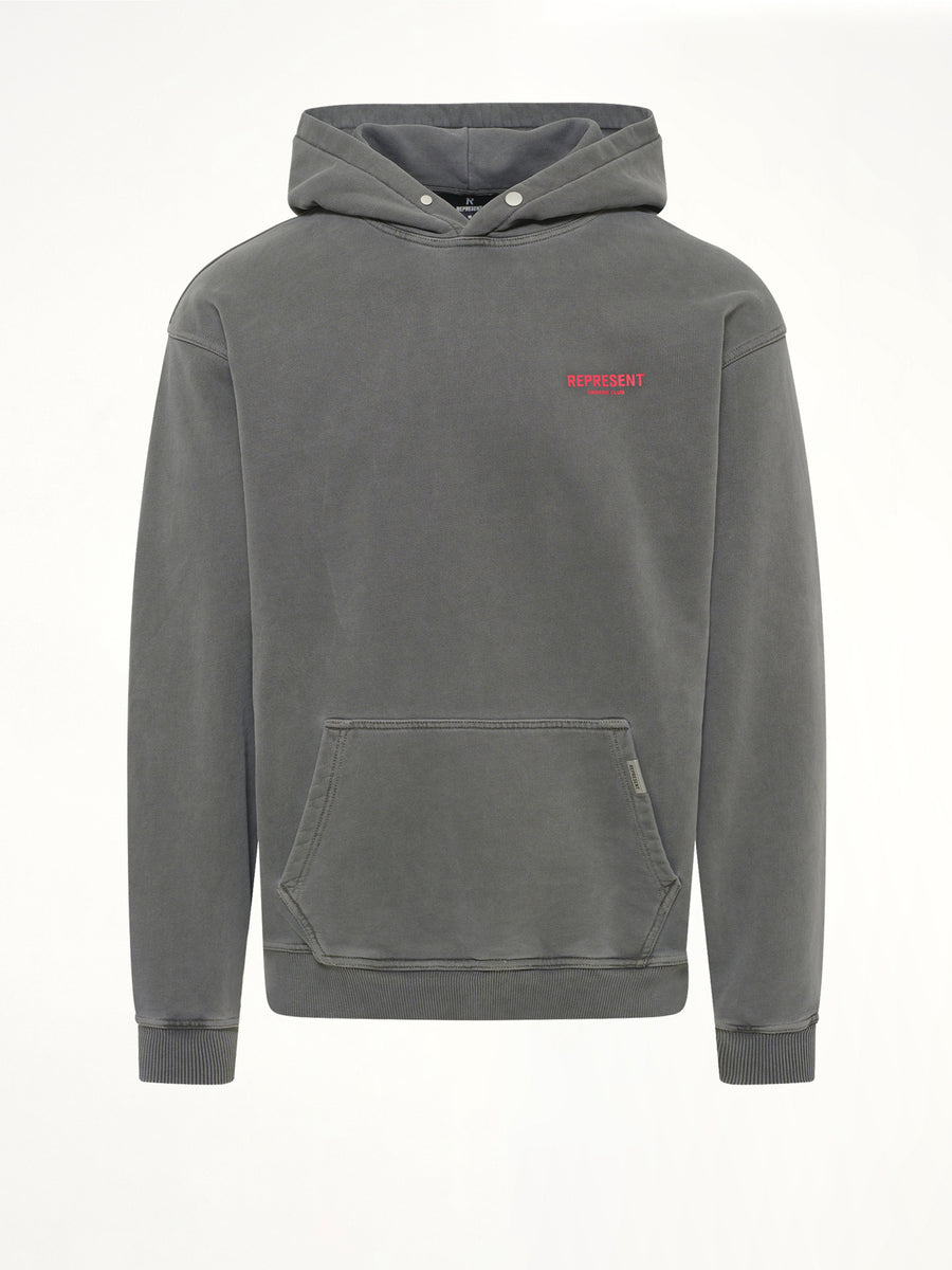 Represent Owners Club Hoodie in Washed Black
