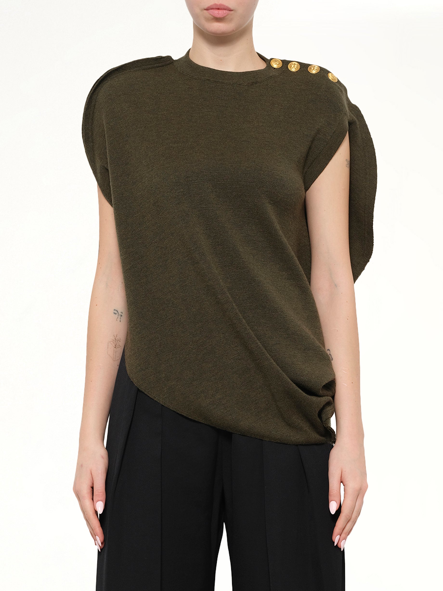 Circle Knit Top in Khaki