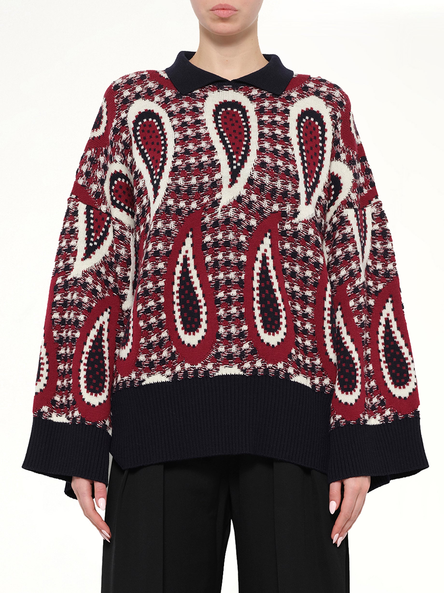 Paisley Merino Jumper in Scarlet
