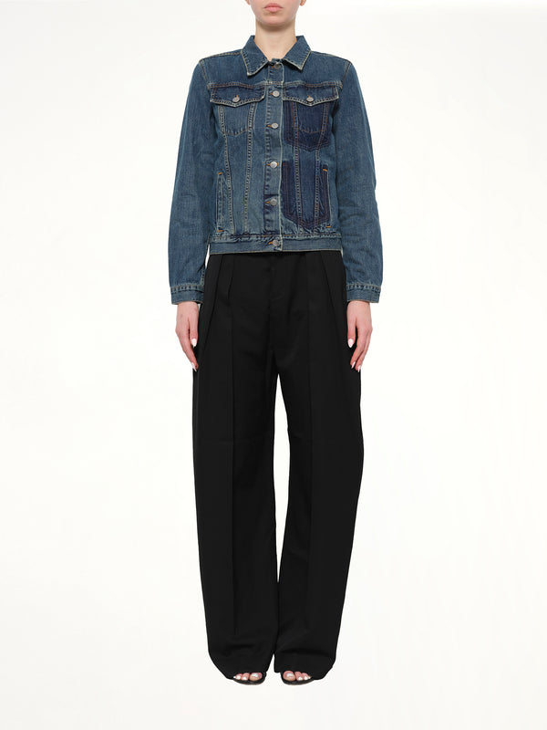 Shaded Pocket Denim Jacket in Blue