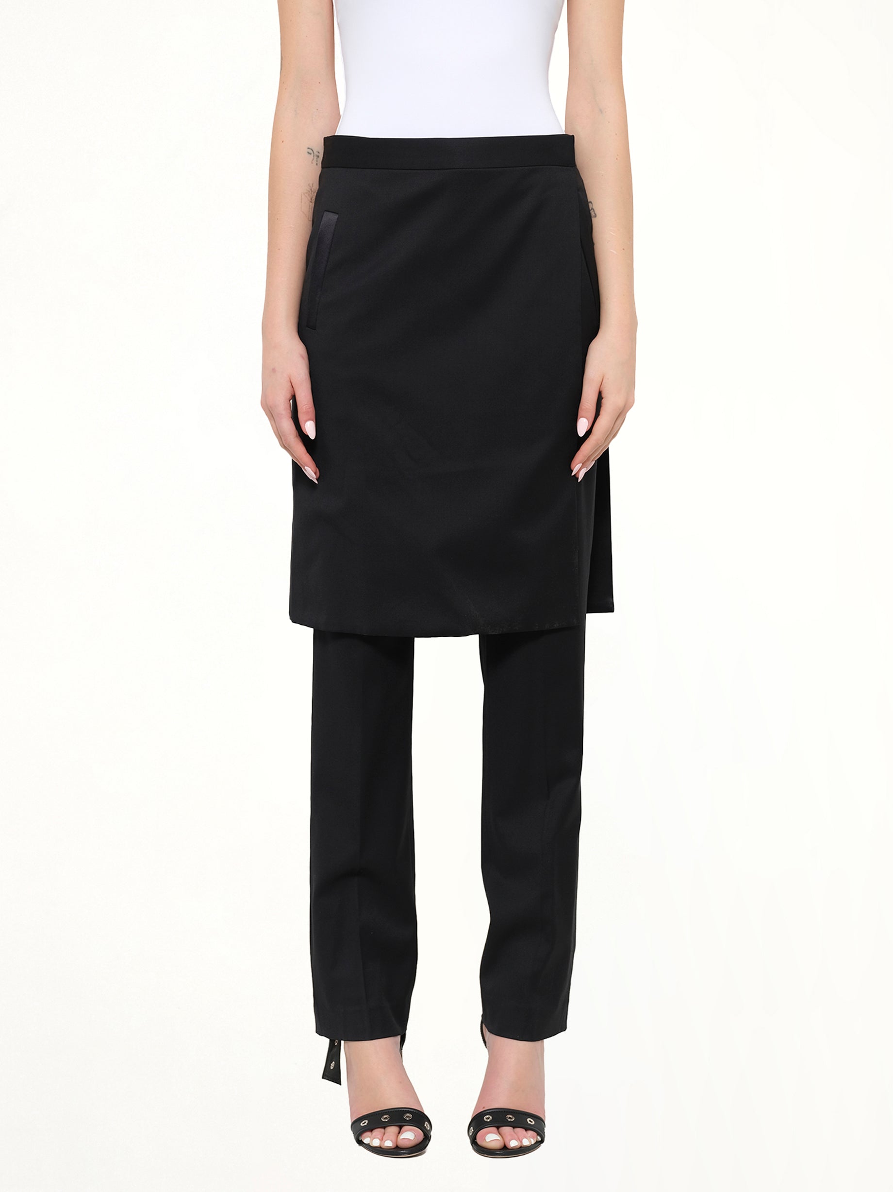Trousers W/Skirt in Black