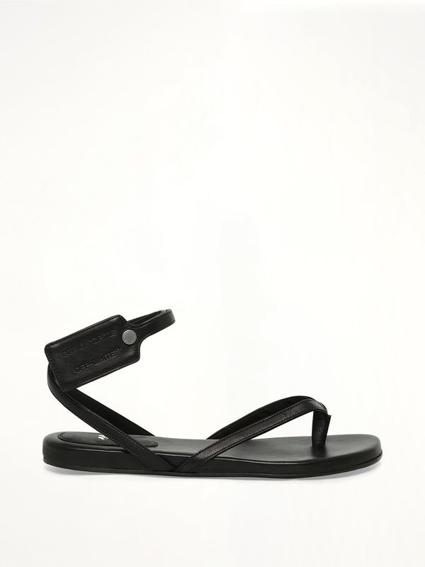 Ziptie Flat Sandal in Black