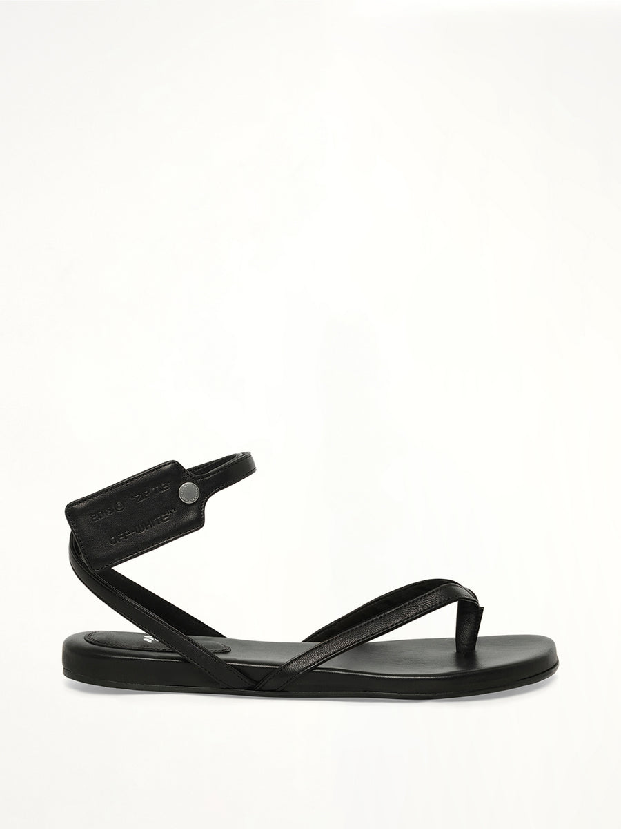 Ziptie Flat Sandal in Black