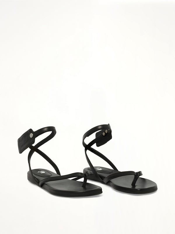 Ziptie Flat Sandal in Black