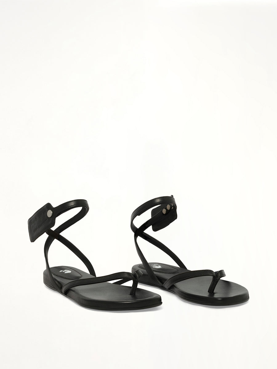 Ziptie Flat Sandal in Black