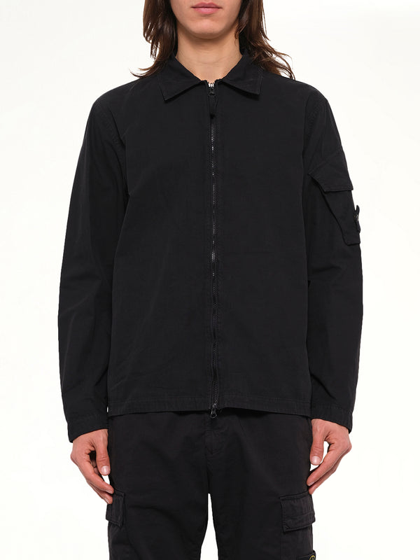 1200022 Cotton Sleeve Pocket Shirt in Black