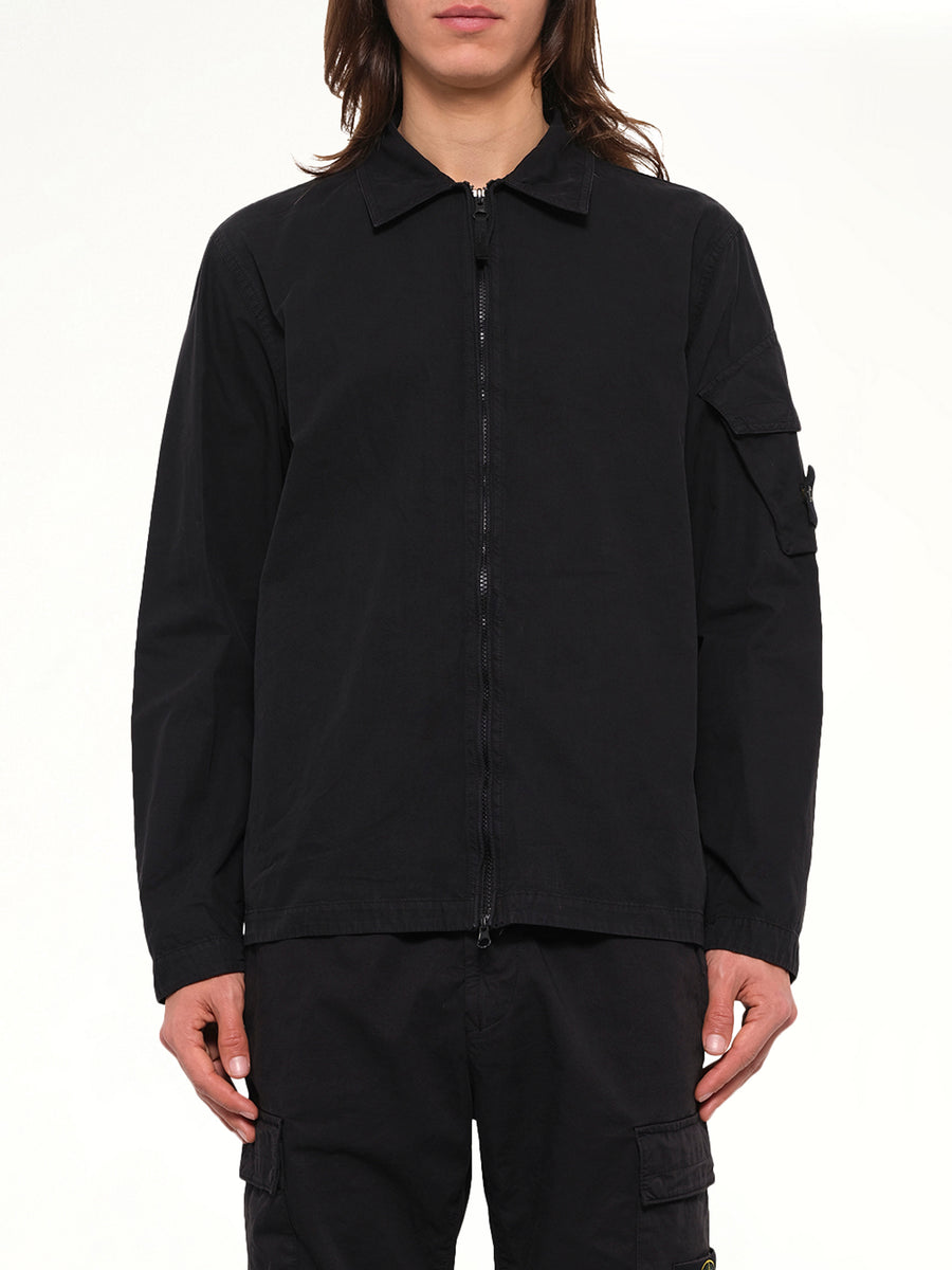 1200022 Cotton Sleeve Pocket Shirt in Black