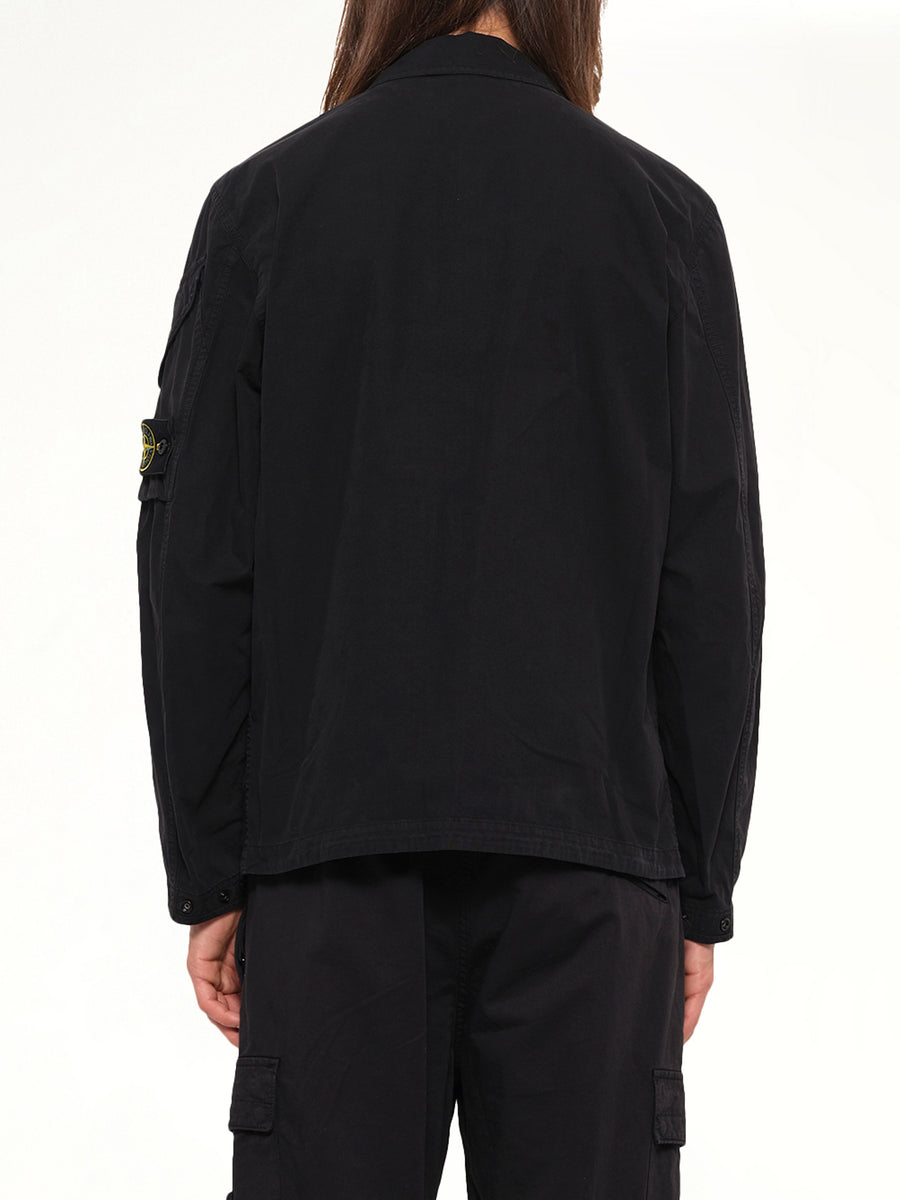 1200022 Cotton Sleeve Pocket Shirt in Black