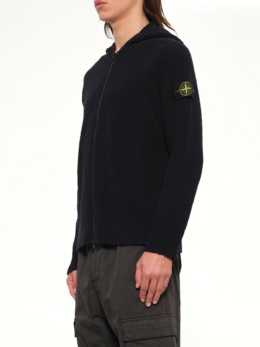 5100005 Rib Cotton Hoodie in Black