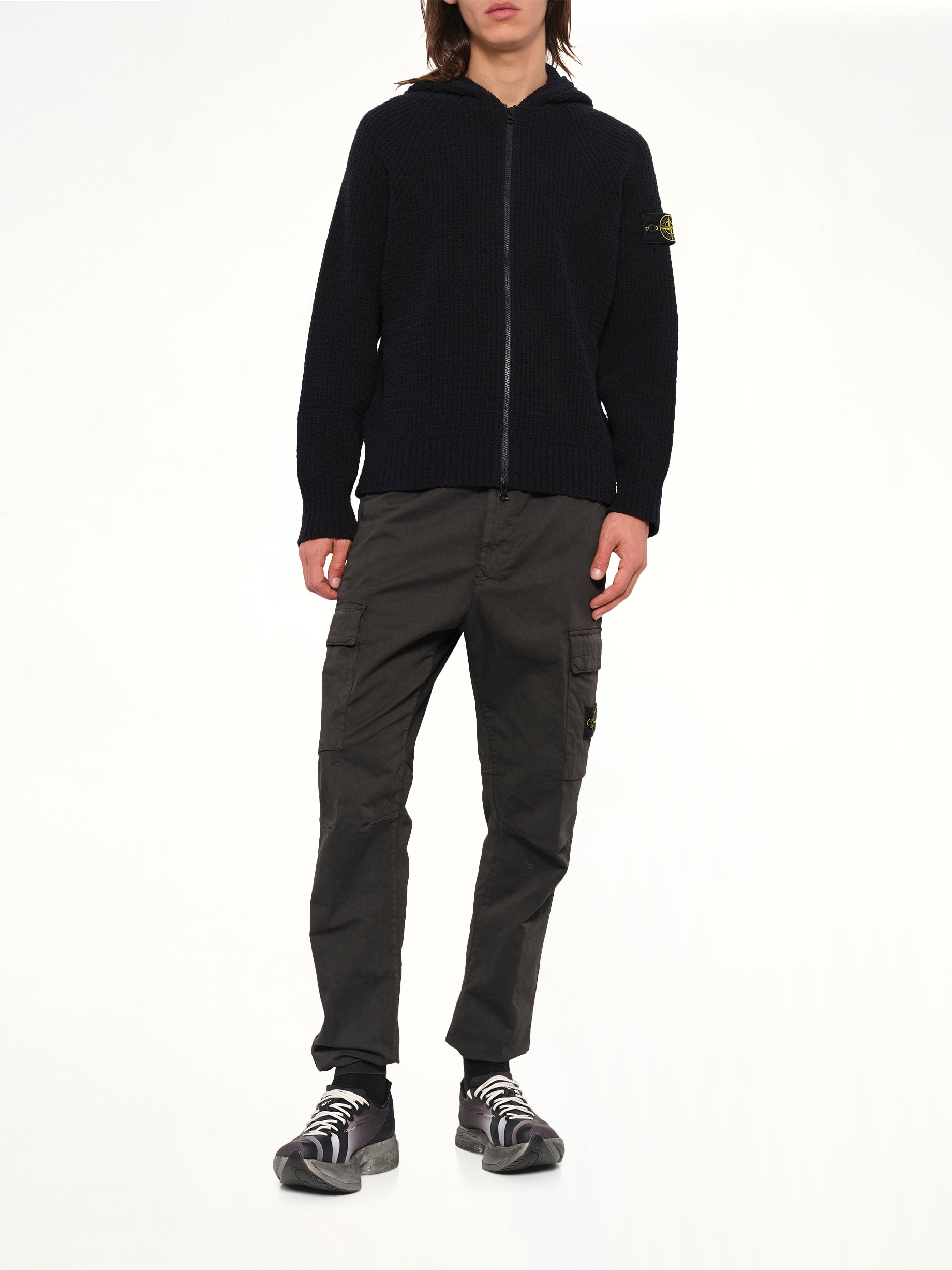 5100005 Rib Cotton Hoodie in Black