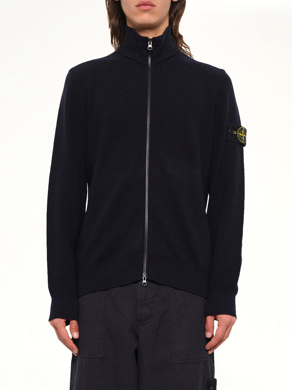 5100012 Light RWS Wool Zip-Up Cardigan in Navy Blue