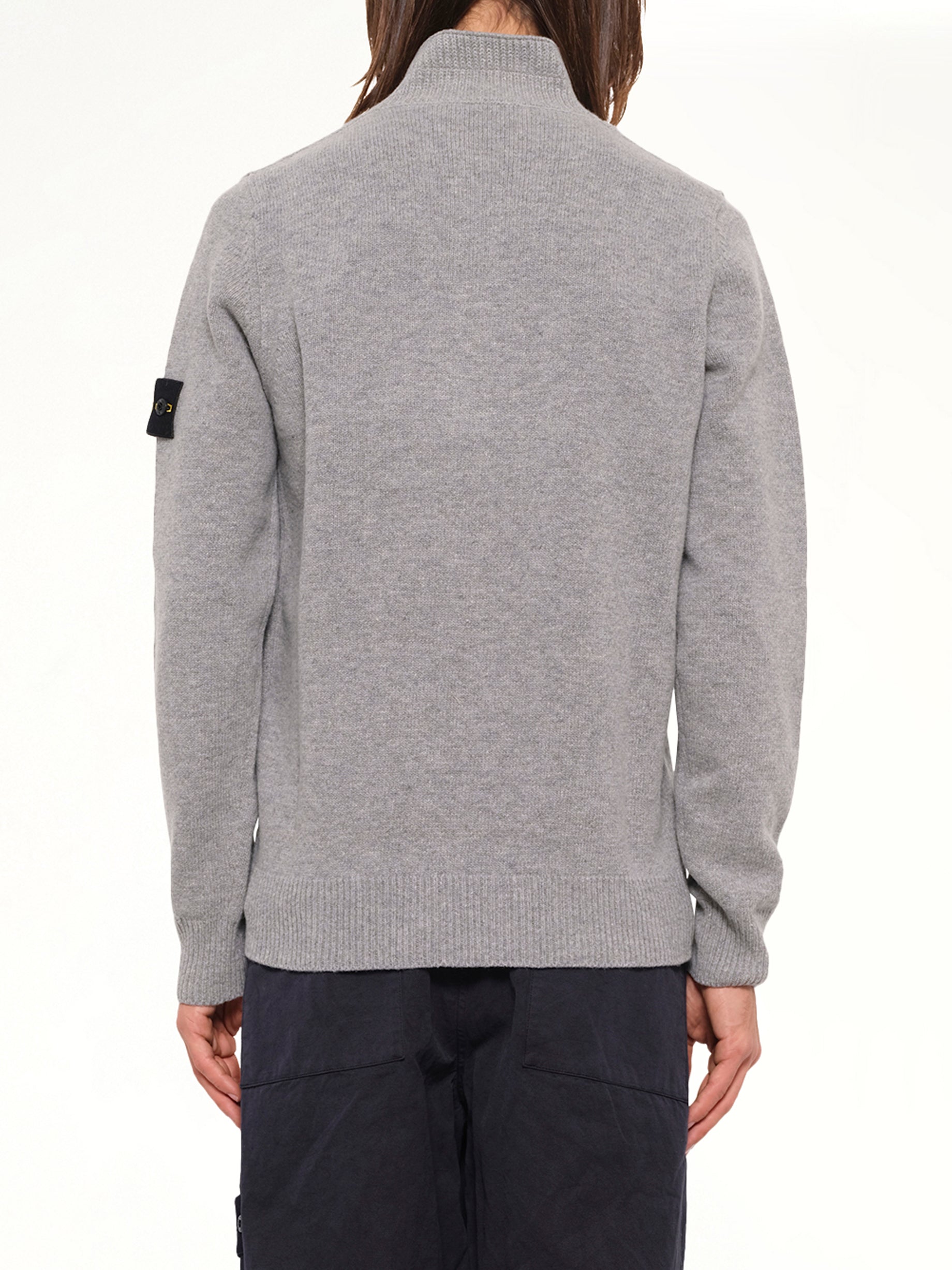 5100040 Lambswool Half-Zip Sweater in Grey Melange