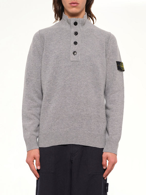 5100040 Lambswool Half-Zip Sweater in Grey Melange