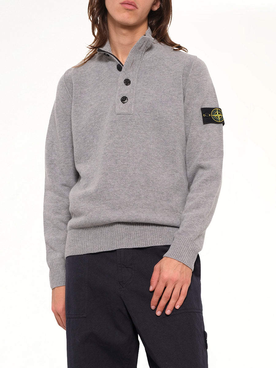 5100040 Lambswool Half-Zip Sweater in Grey Melange