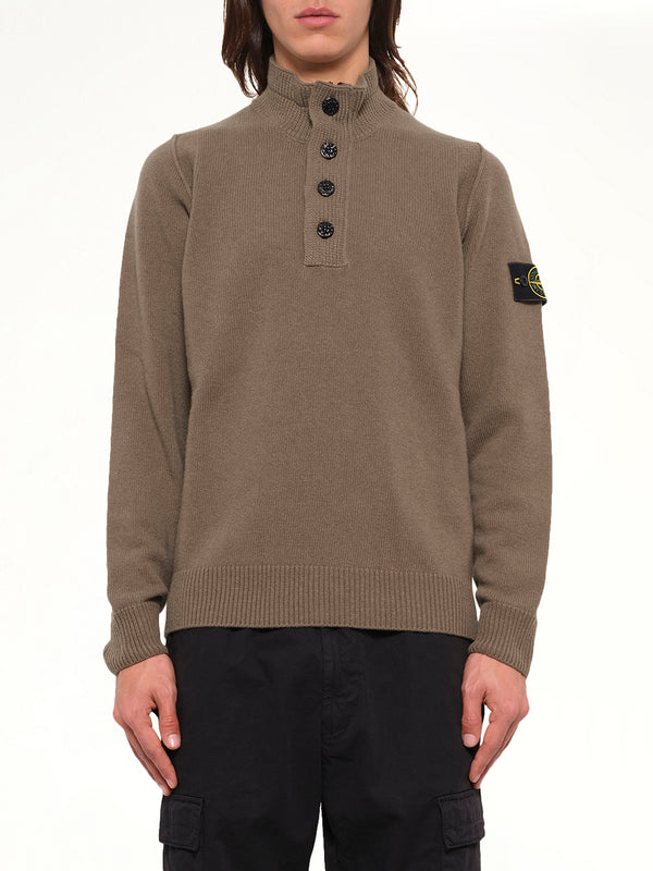 5100040 Lambswool Half-Zip Sweater in Military Green
