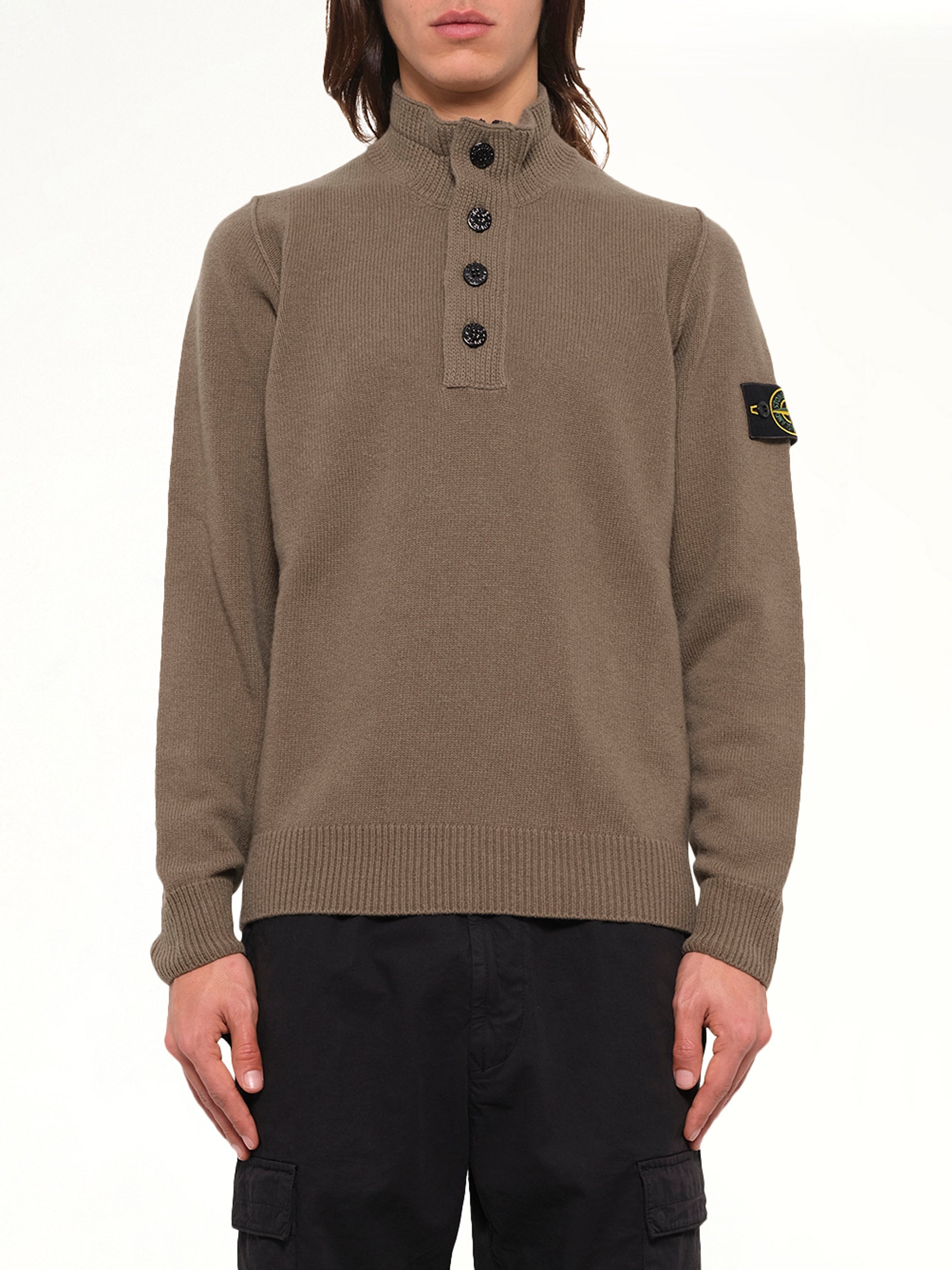 5100040 Lambswool Half-Zip Sweater in Military Green