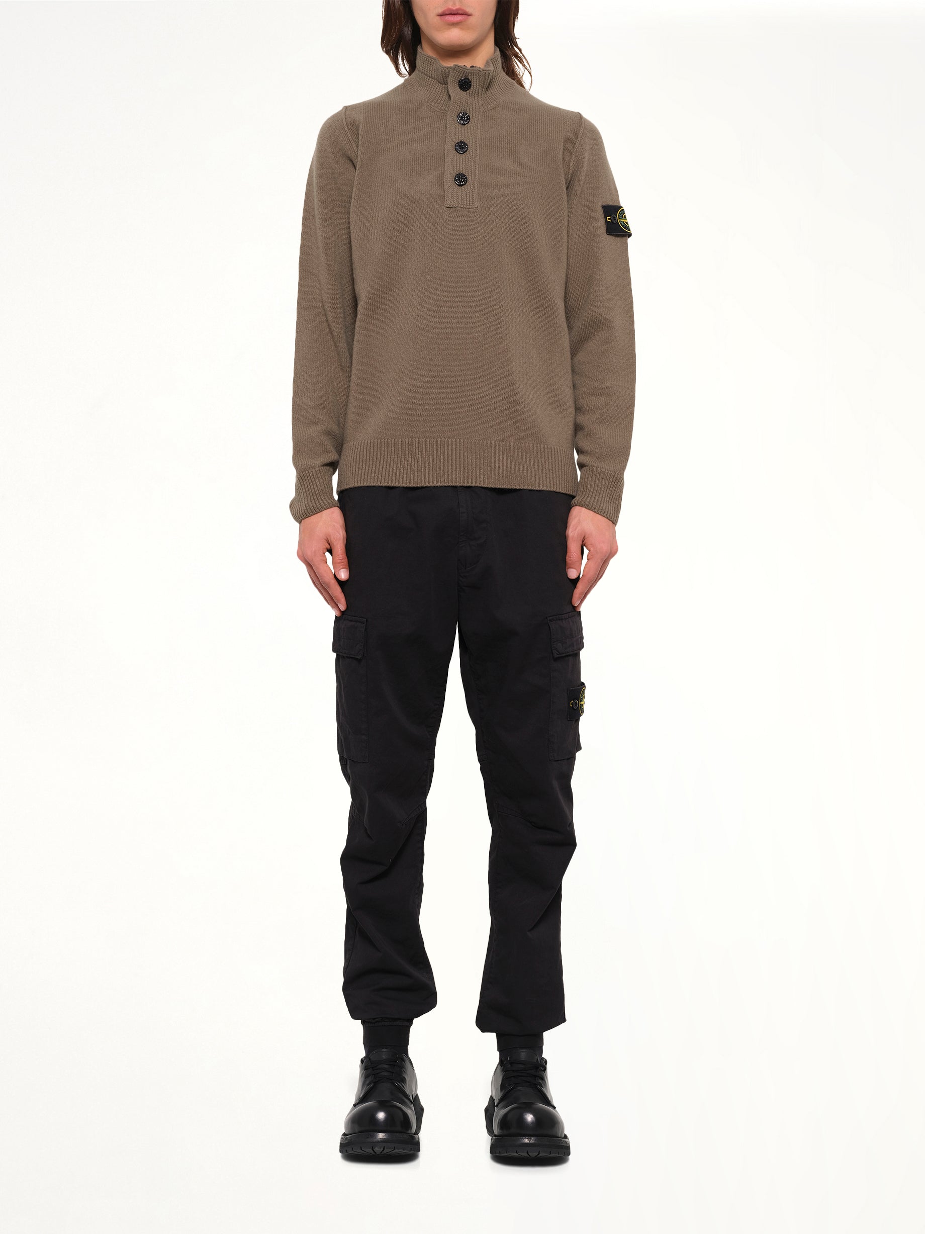 5100040 Lambswool Half-Zip Sweater in Military Green