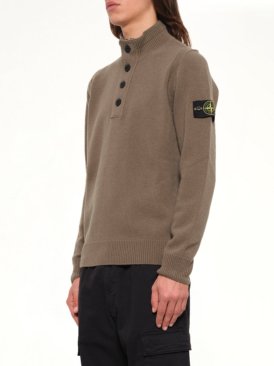 5100040 Lambswool Half-Zip Sweater in Military Green
